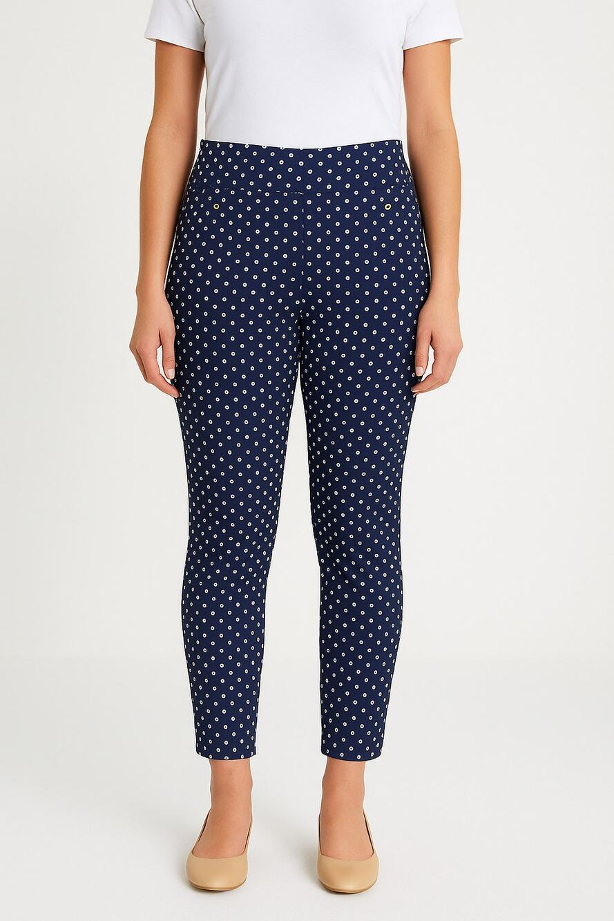 Michael Michael Kors Navy Polka Dot Pull-On Stretch Pants Women’s Size Large